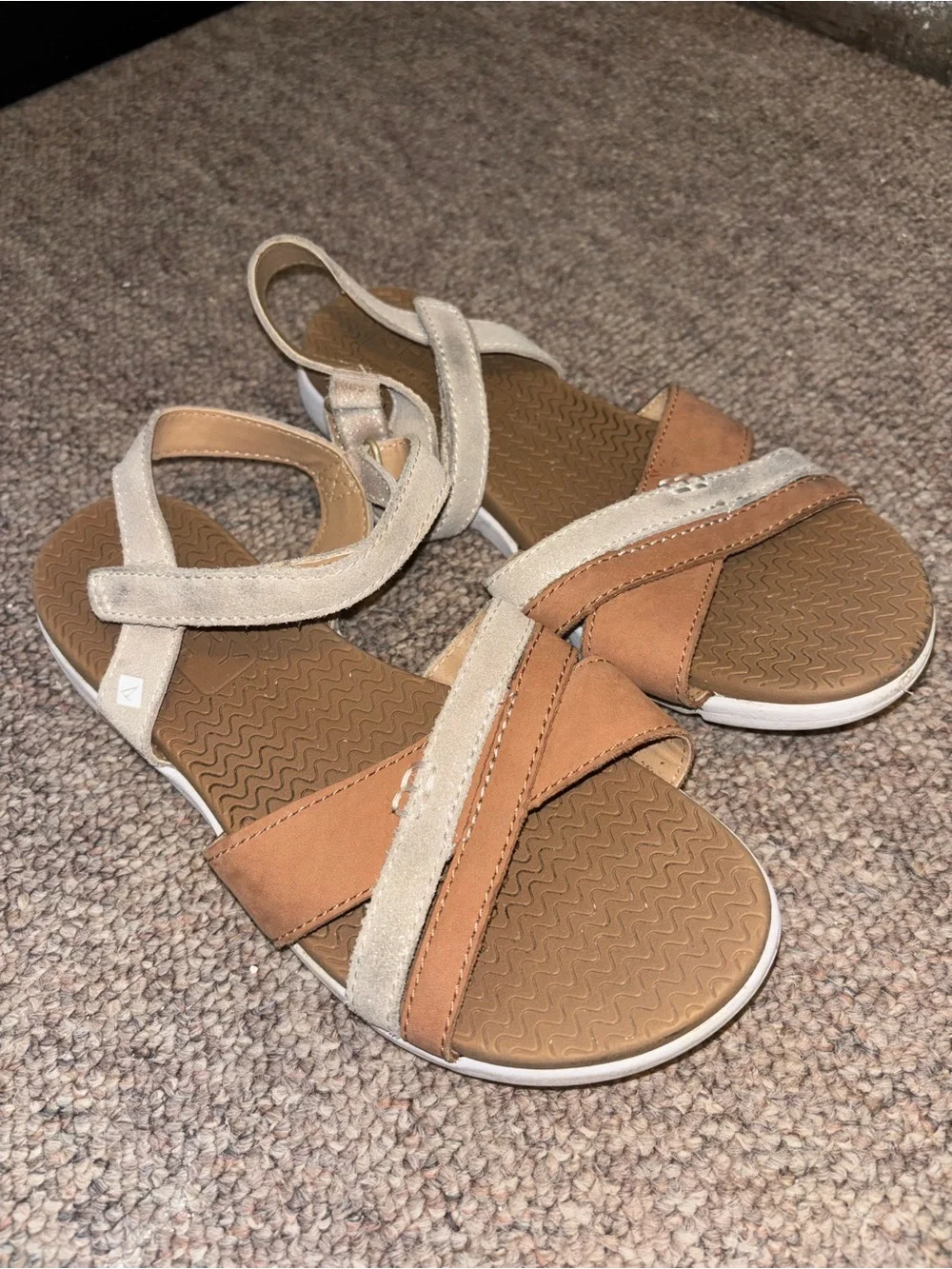 Sperry Kids Tan and Cream Cross-Strap Sandals